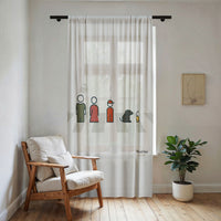 Sheer Window Curtain, Characters Grey
