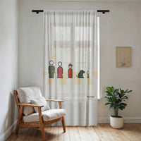 Sheer Window Curtain, Characters Cream