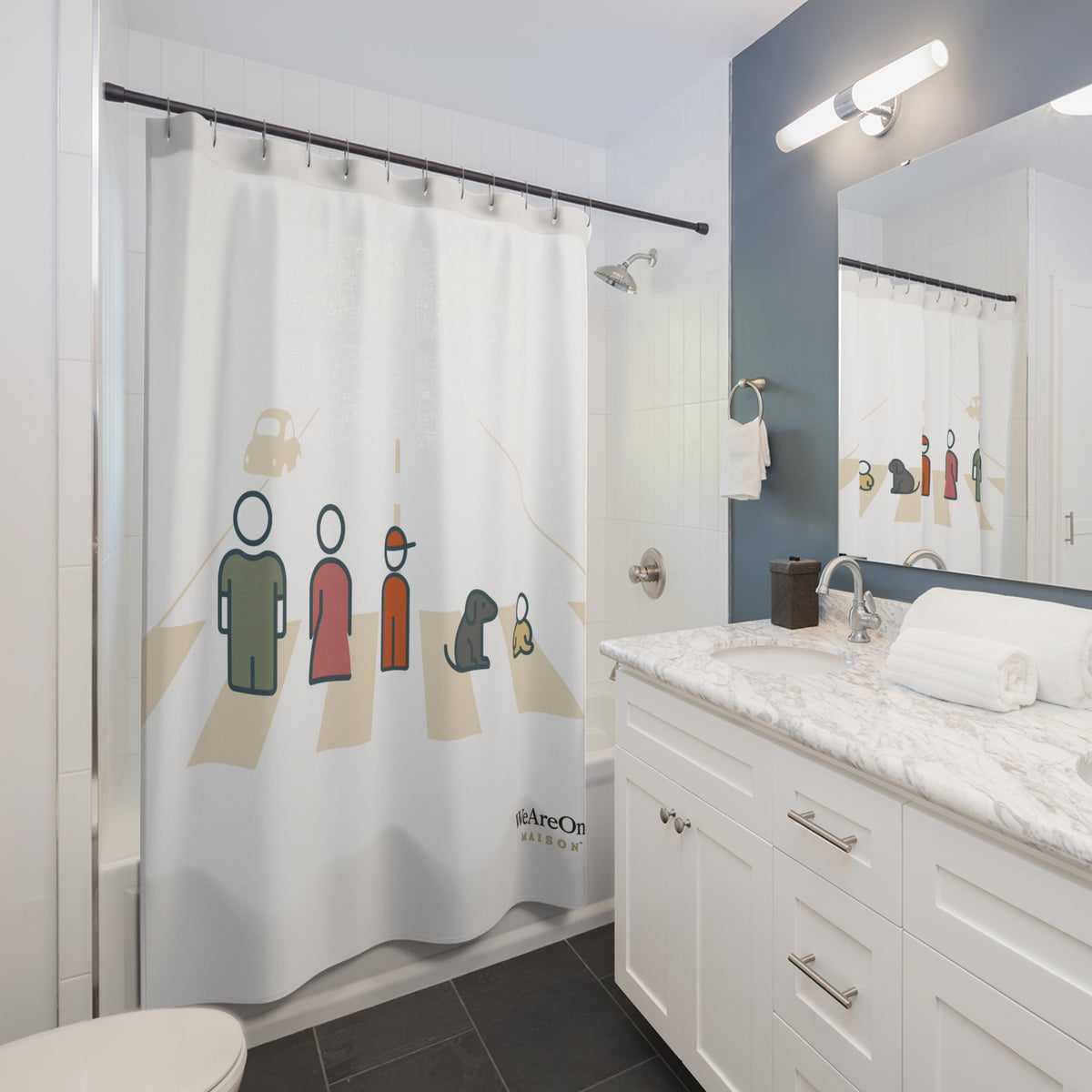 Shower Curtain, Characters Cream